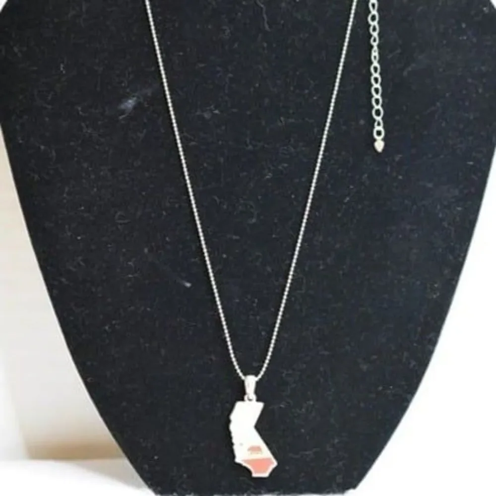 California Republic Enamel Inlay Silver Tone Pendant 18